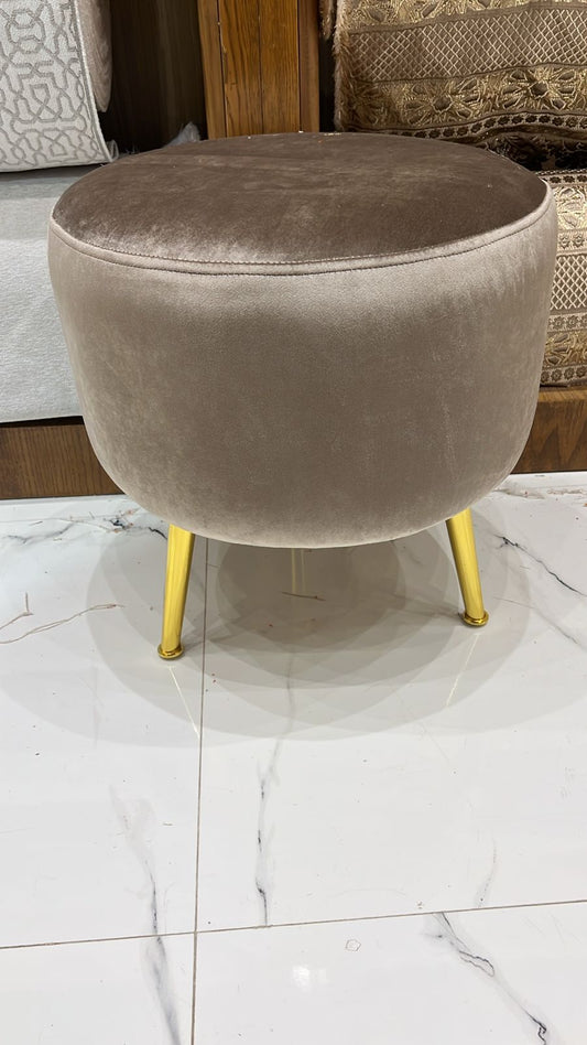 Tabouret rond en Tissu Anti Tache avec pieds dorés – Élégance et confort modernes